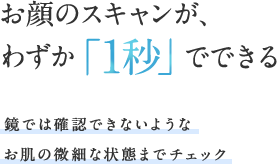 お顔のスキャンが、わずか 「1秒」でできる。鏡では確認できないようなお肌の微細な状態までチェック